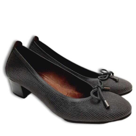 HISPANITAS Spain Textured Chunky Block Heel Pumps w/ Bow Grey Sz 9.5 | Eur 41 - Picture 1 of 16